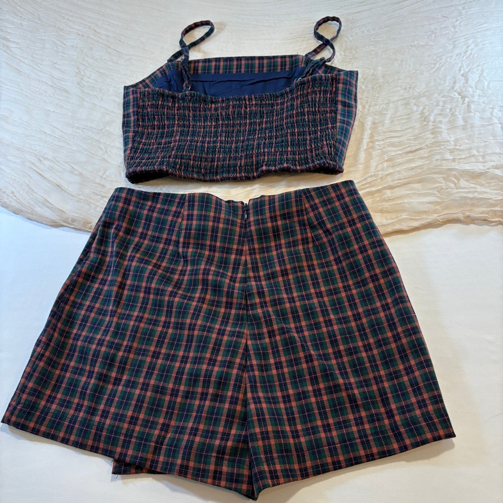 Aeropostale Girls Vintage Y2K School Preppy Plaid‎ Halter Top Skort 2pc Set Sz M